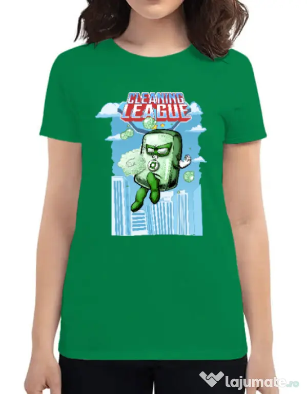 Tricou ADLER dama Cleaning league Soap Verde mediu