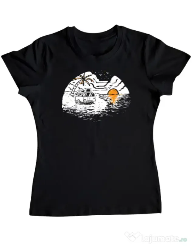 Tricou ADLER dama Van beach Negru