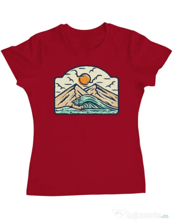 Tricou ADLER dama Mountain and wave Rosu