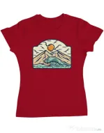 Tricou ADLER dama Mountain and wave Rosu