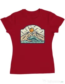 Tricou ADLER dama Mountain and wave Rosu