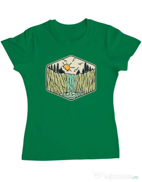 Tricou ADLER dama Beauty waterfall Verde mediu