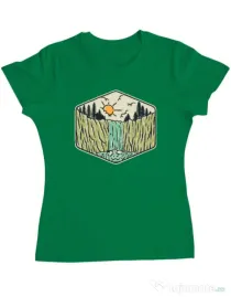 Tricou ADLER dama Beauty waterfall Verde mediu