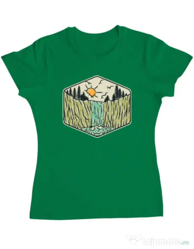 Tricou ADLER dama Beauty waterfall Verde mediu