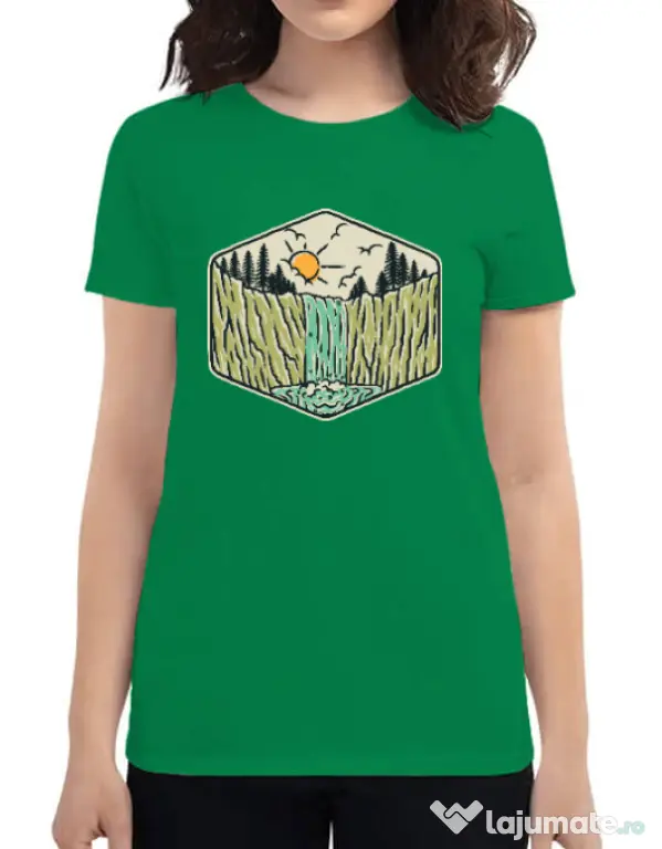 Tricou ADLER dama Beauty waterfall Verde mediu