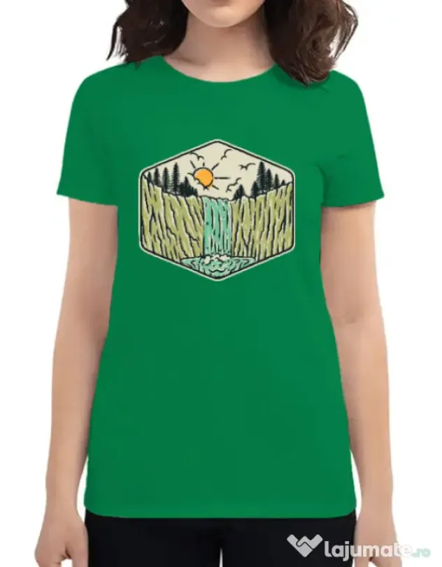Tricou ADLER dama Beauty waterfall Verde mediu