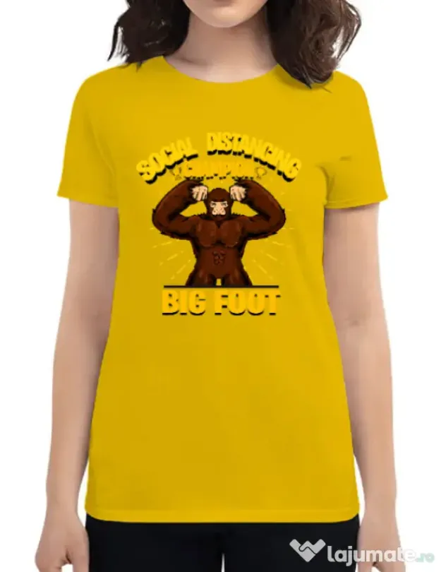 Tricou ADLER dama Social distancing 2 Galben