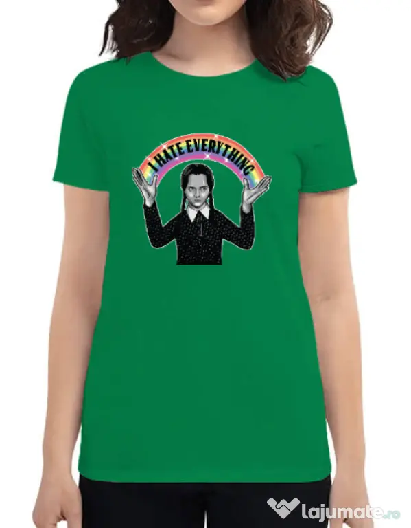 Tricou ADLER dama I hate everything Verde mediu