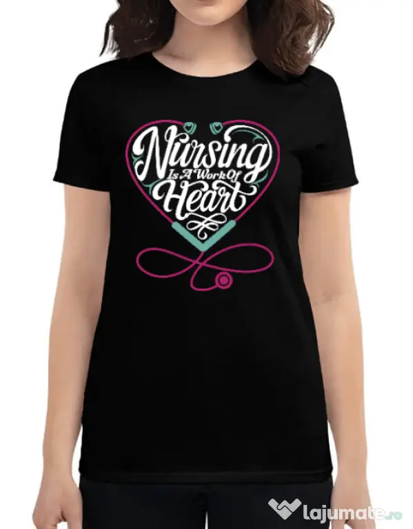 Tricou ADLER dama Work of heart Negru