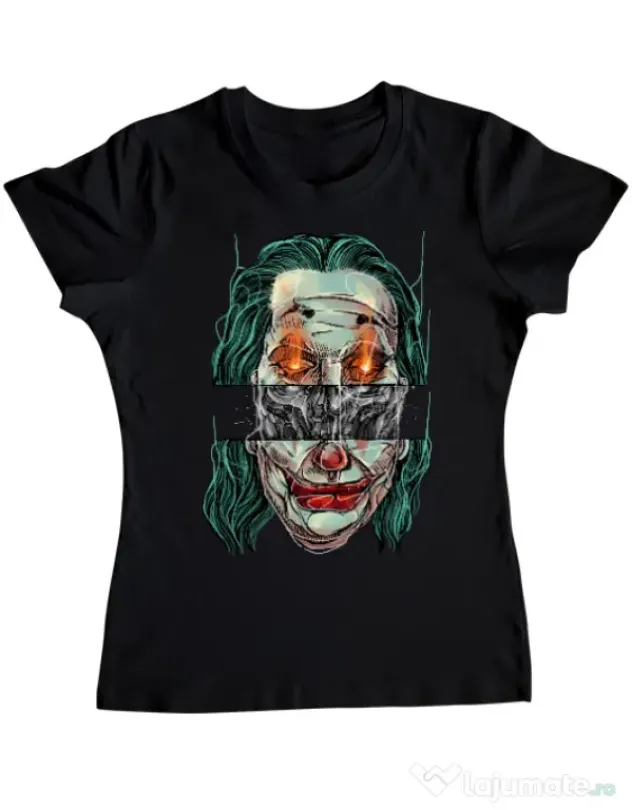 Tricou ADLER dama Joker skull Negru