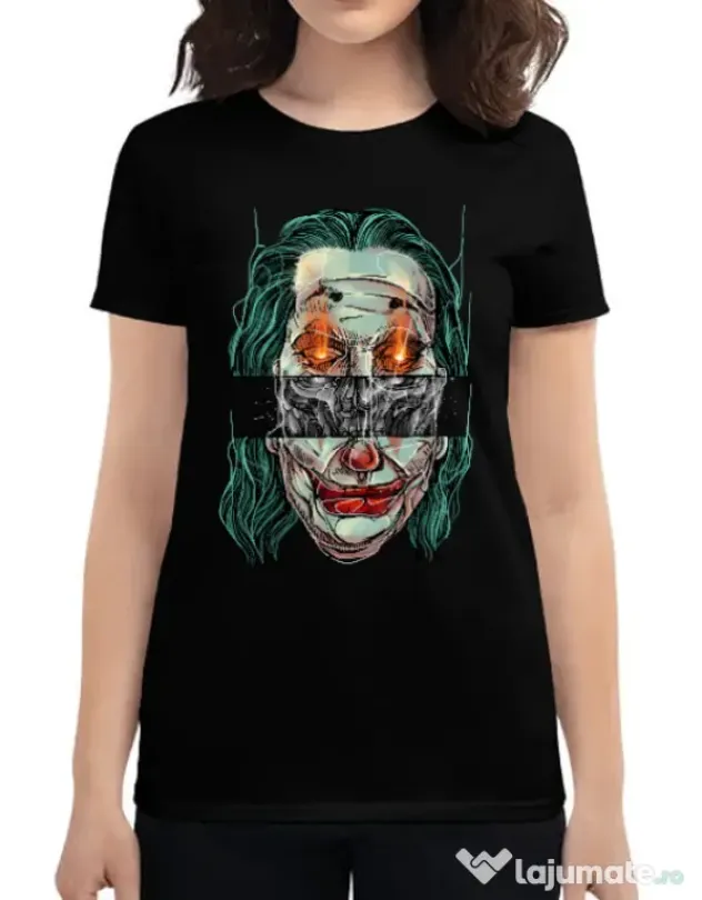 Tricou ADLER dama Joker skull Negru