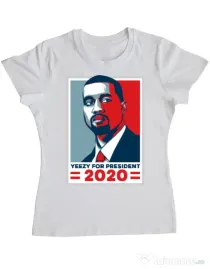 Tricou ADLER dama Yezzy for president Alb