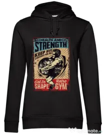Hoodie dama cu gluga Health and strength Negru