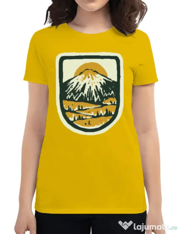 Tricou ADLER dama Hand drawn mountains Galben