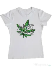 Tricou ADLER dama In weed we trust Alb 