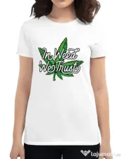 Tricou ADLER dama In weed we trust Alb 