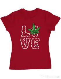 Tricou ADLER dama Love weed Rosu