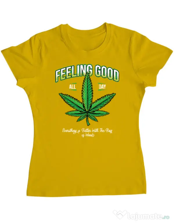 Tricou ADLER dama Good ganja Galben