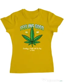 Tricou ADLER dama Good ganja Galben