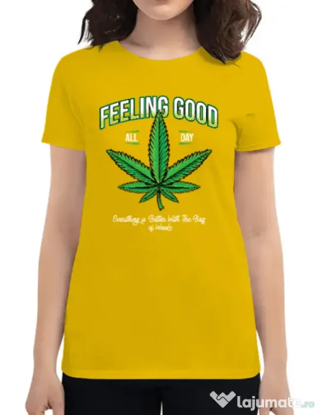 Tricou ADLER dama Good ganja Galben