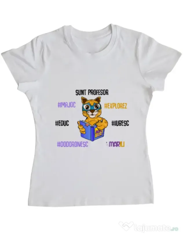 Tricou ADLER dama Sacoșa profesor Alb