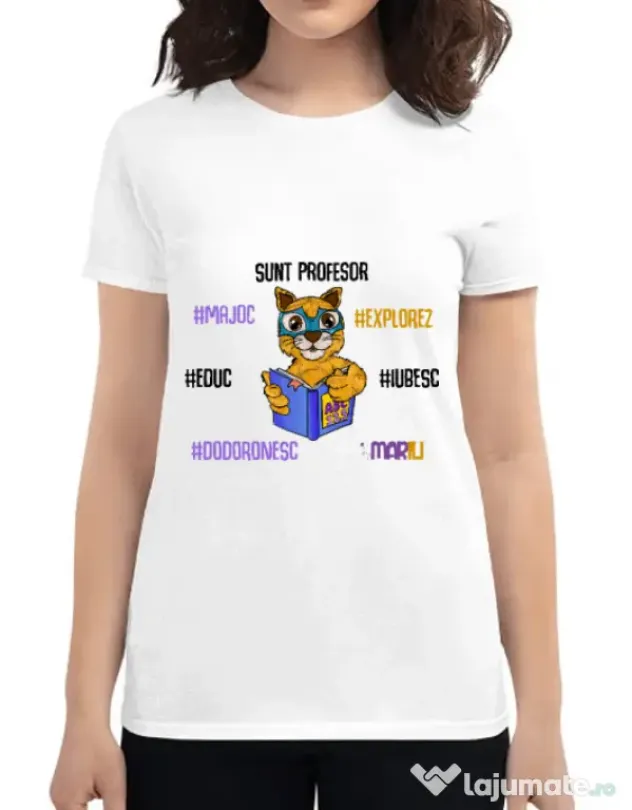 Tricou ADLER dama Sacoșa profesor Alb
