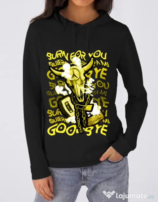 Hoodie dama cu gluga Symbolism Negru