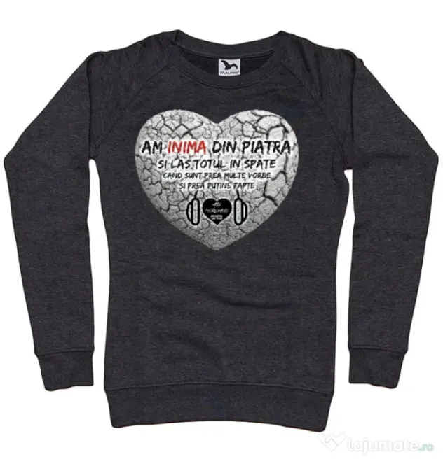 Bluza ADLER dama INIMA DIN PIATRA Negru melanj