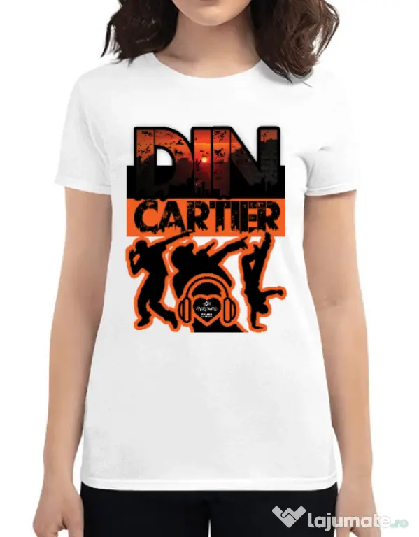 Tricou personalizat dama dincartier Alb