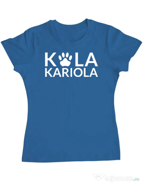 Tricou personalizat dama Logo Kola Alb Albastru azuriu