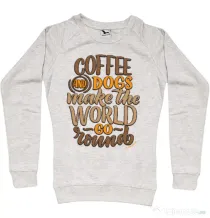 Bluza personalizata dama Coffee and dogs Migdala melanj