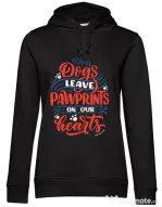 Hanorac dama cu gluga Dogs leave pawprints Negru