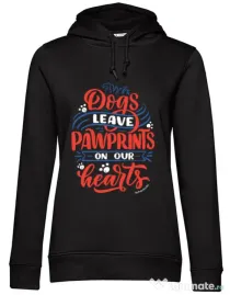 Hanorac dama cu gluga Dogs leave pawprints Negru
