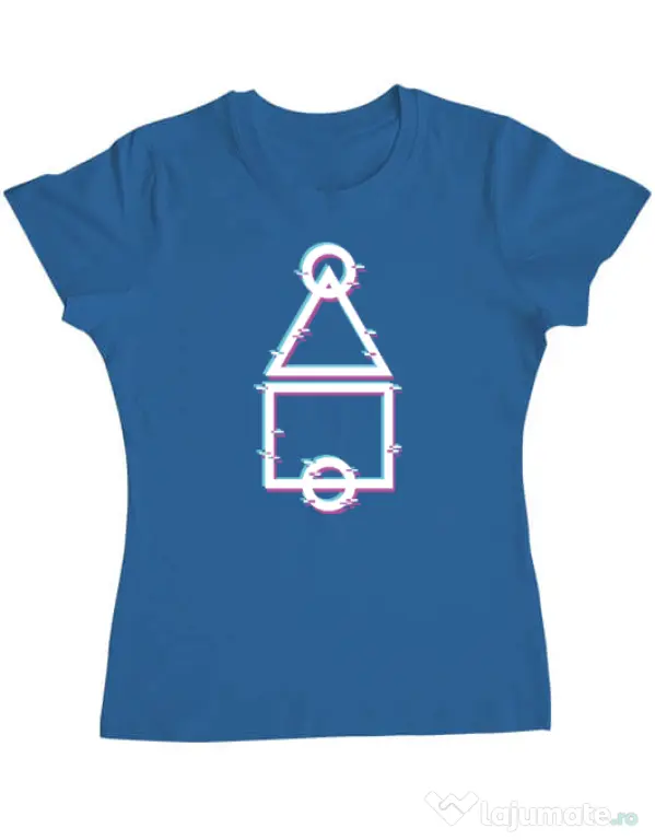 Tricou personalizat dama Glitch Squid Game Albastru azuriu