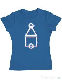 Tricou personalizat dama Glitch Squid Game Albastru azuriu