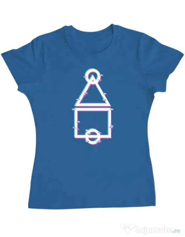 Tricou personalizat dama Glitch Squid Game Albastru azuriu