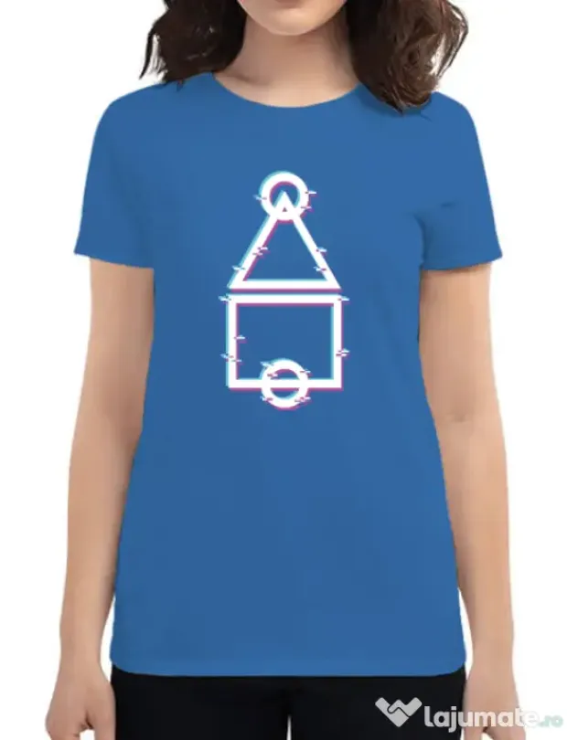 Tricou personalizat dama Glitch Squid Game Albastru azuriu