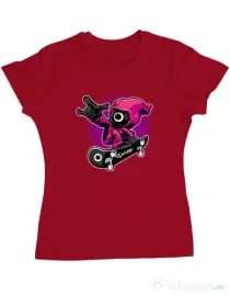 Tricou personalizat dama Squid Boy Rosu