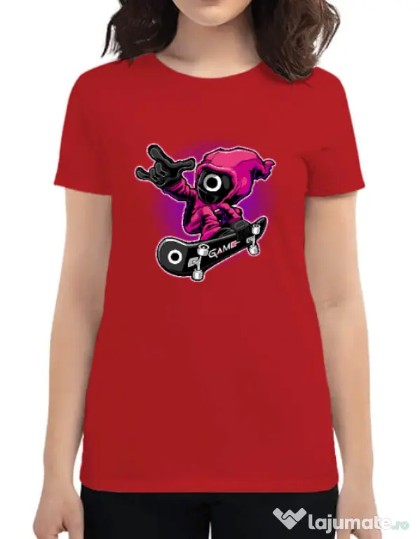Tricou personalizat dama Squid Boy Rosu