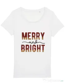 Tricou STANLEY STELLA dama Merry and Bright Christmas Alb