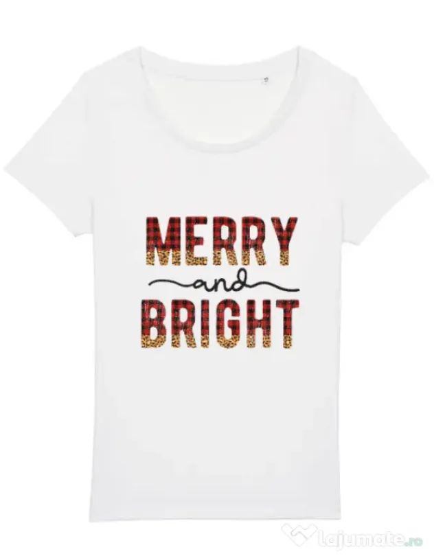 Tricou STANLEY STELLA dama Merry and Bright Christmas Alb