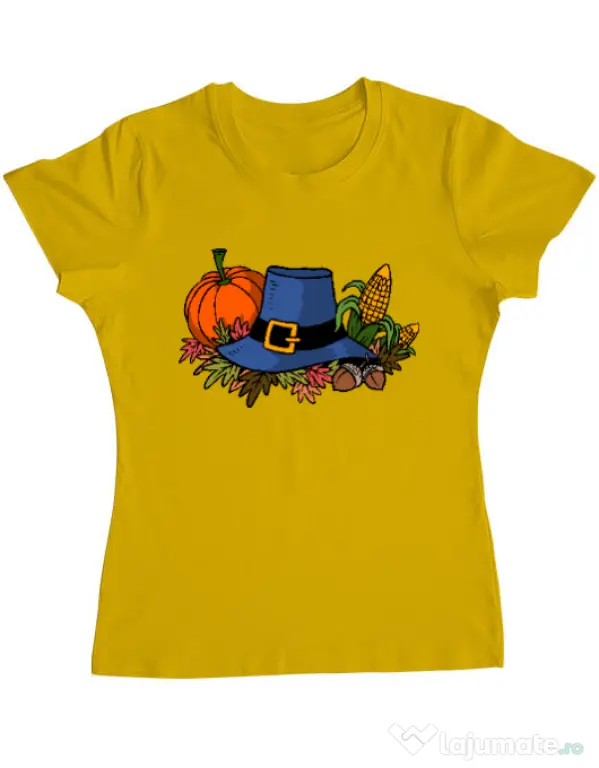 Tricou personalizat dama Thank Giving Galben