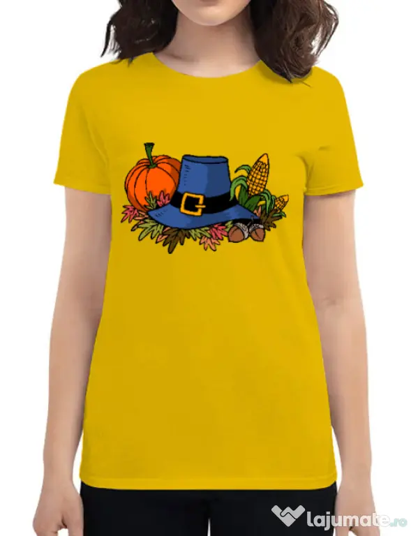 Tricou personalizat dama Thank Giving Galben