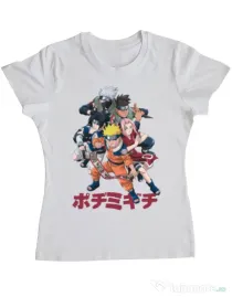Tricou personalizat dama Naruto Ninja Team Alb