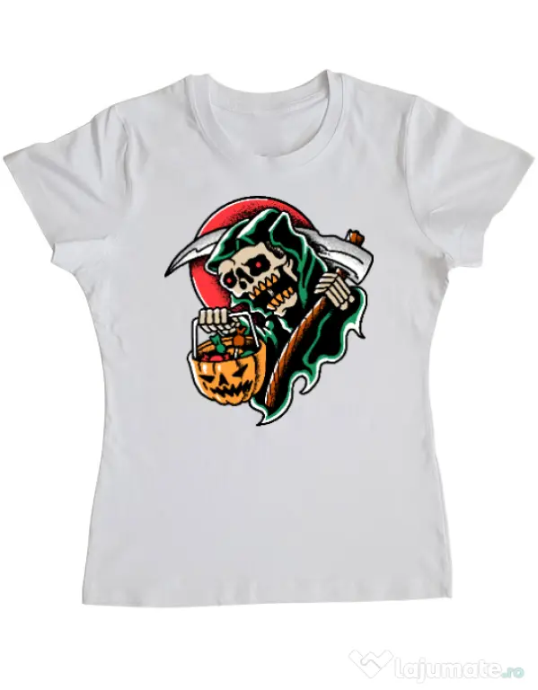 Tricou personalizat dama It's Halloween Time Alb