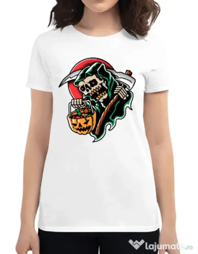 Tricou personalizat dama It's Halloween Time Alb