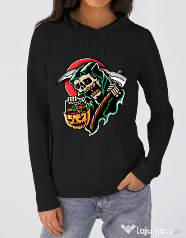Hanorac dama cu gluga It's Halloween Time Negru