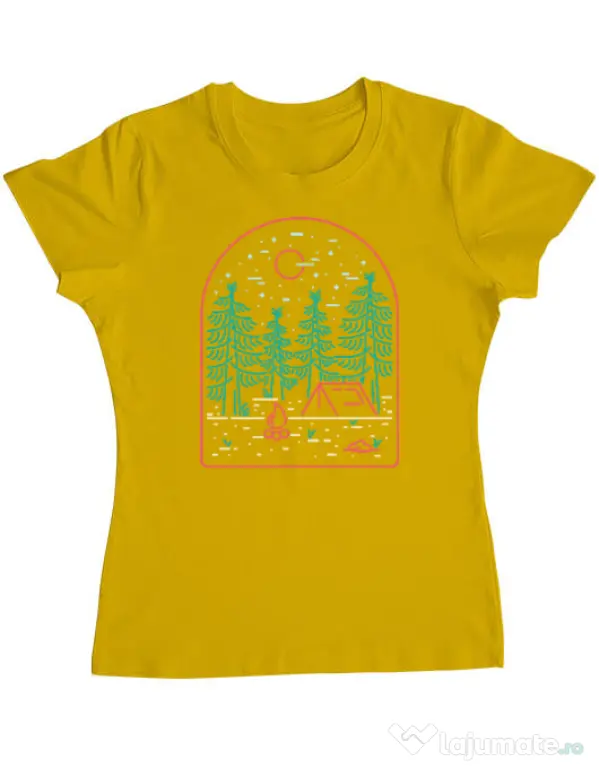 Tricou personalizat dama Camping Galben