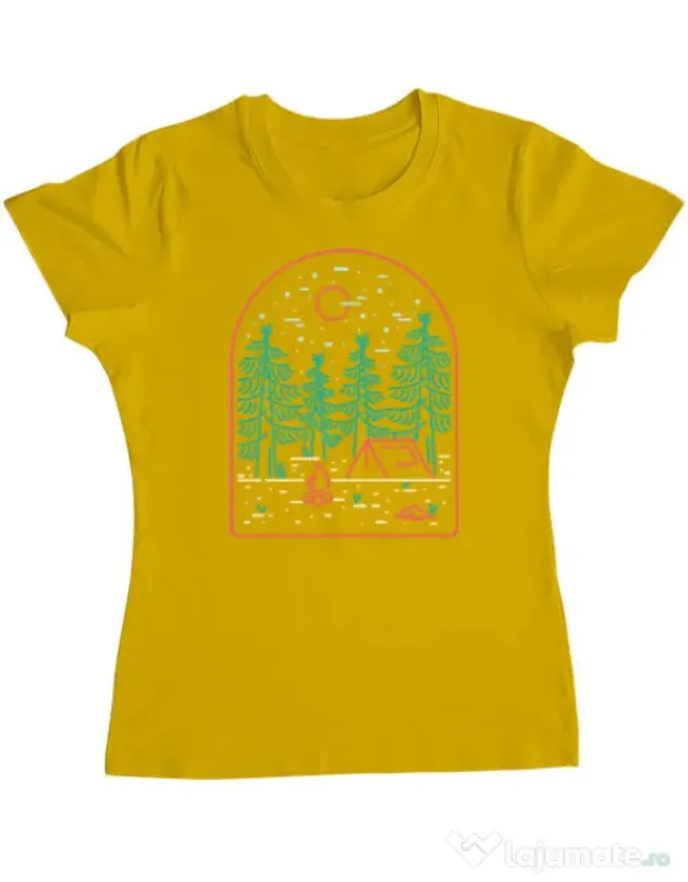 Tricou personalizat dama Camping Galben