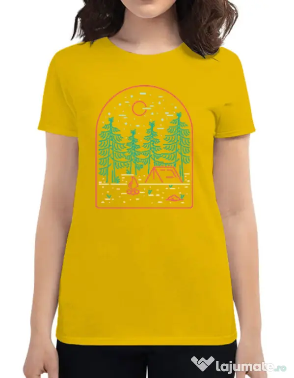 Tricou personalizat dama Camping Galben